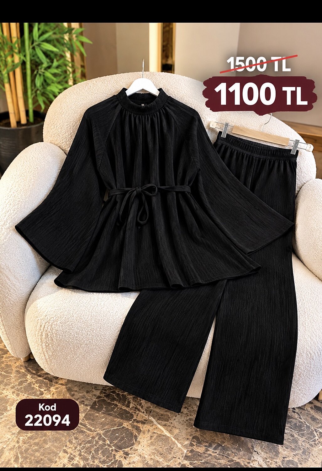 22094 siyah kadife takım - 1