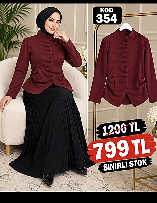354 BORDO DÜĞMELİ CEKET