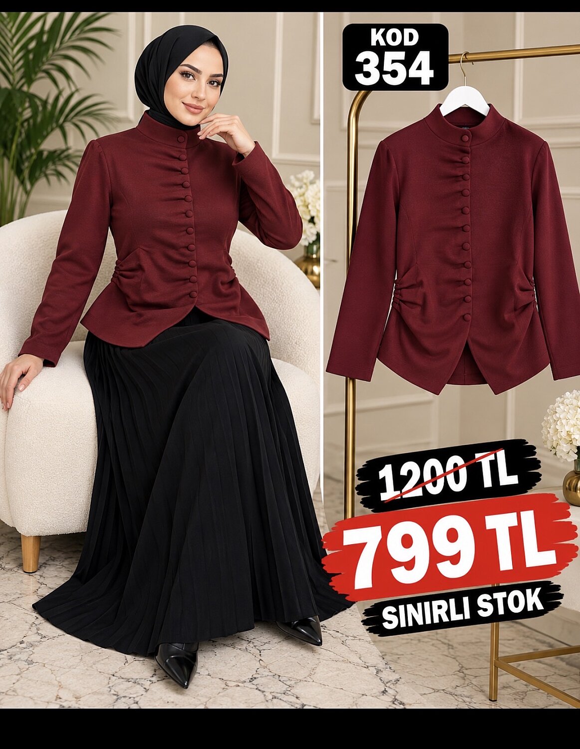 354 BORDO DÜĞMELİ CEKET - 1