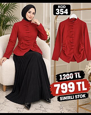 354 KIRMIZI DÜĞMELİ CEKET  