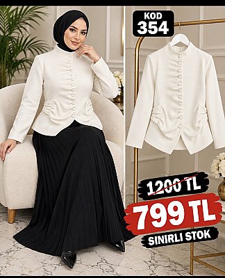 354 KREM DÜĞMELİ CEKET 