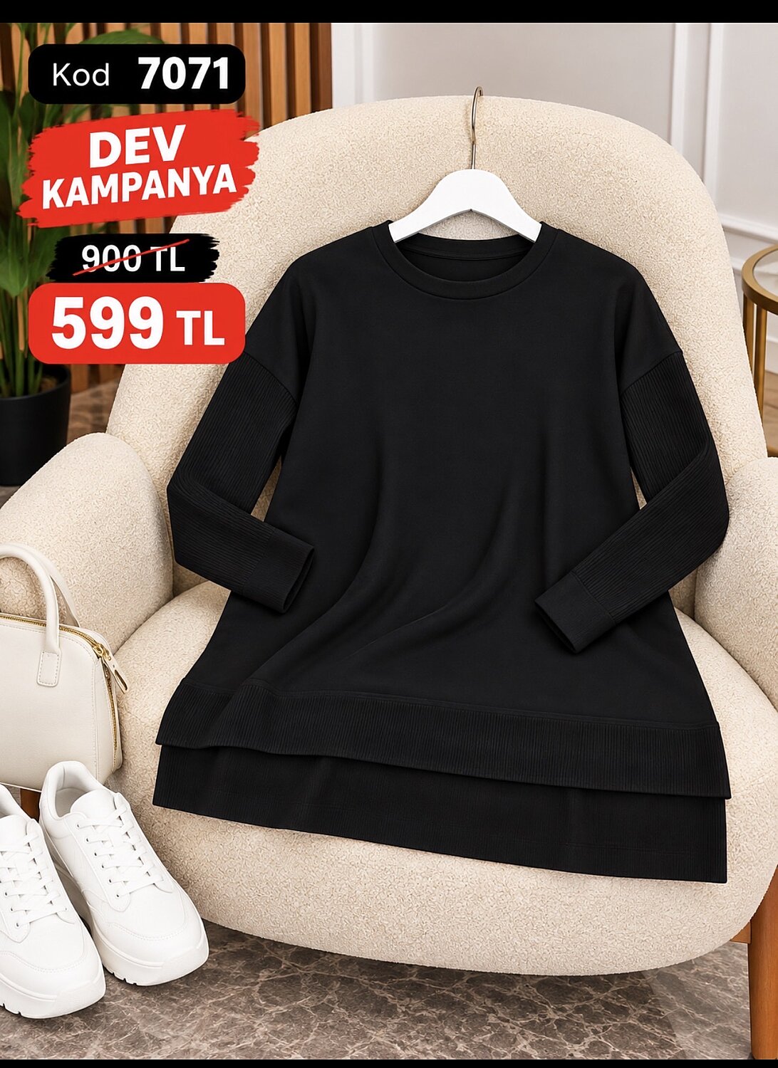 7071 SİYAH  TUNİK - 1