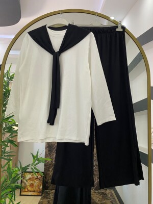 9854 tunik önü sade siyah