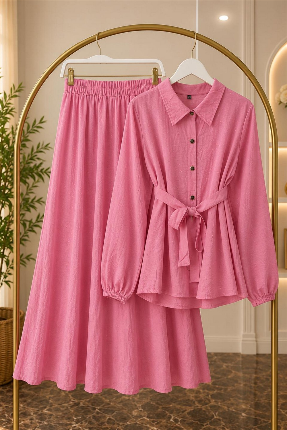 Cebi Taşlı Takım Modal Kumaş-Pembe - 2