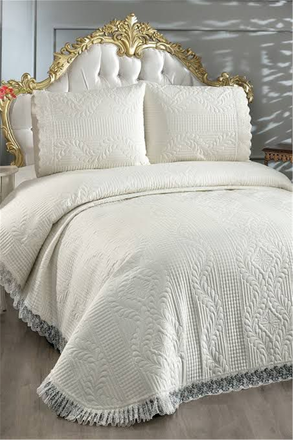 Güpürlü Soft Yatak Örtüsü-Beyaz - 1