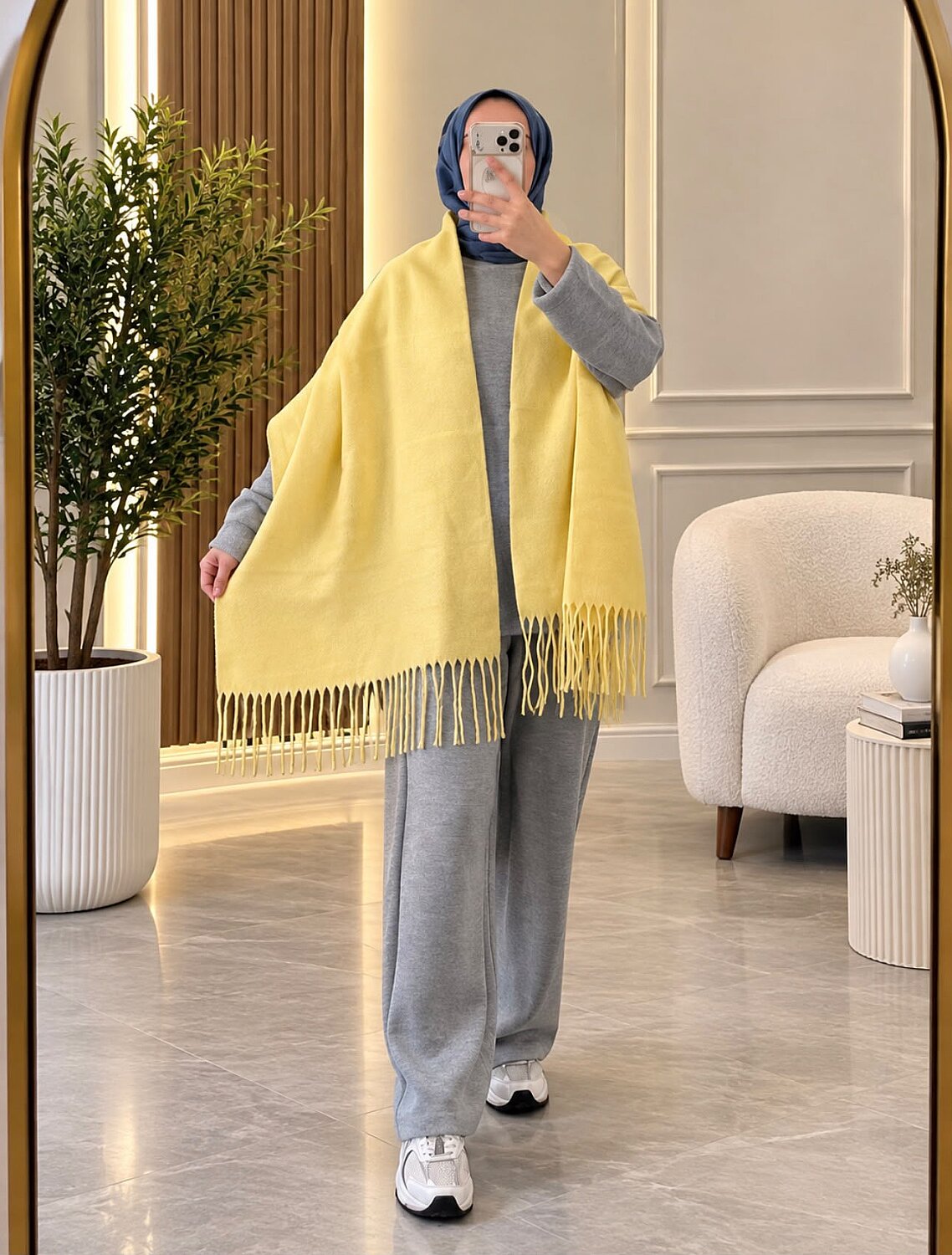 Kaşmir Püsküllü Şal - Sarı 3103 - 1
