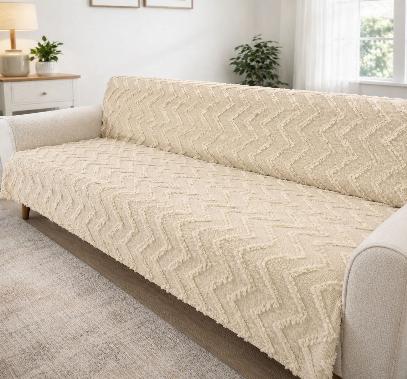 Kaymaz Jakar Sakallı Koltuk Örtüsü 170*210 Cm-Bej - 1