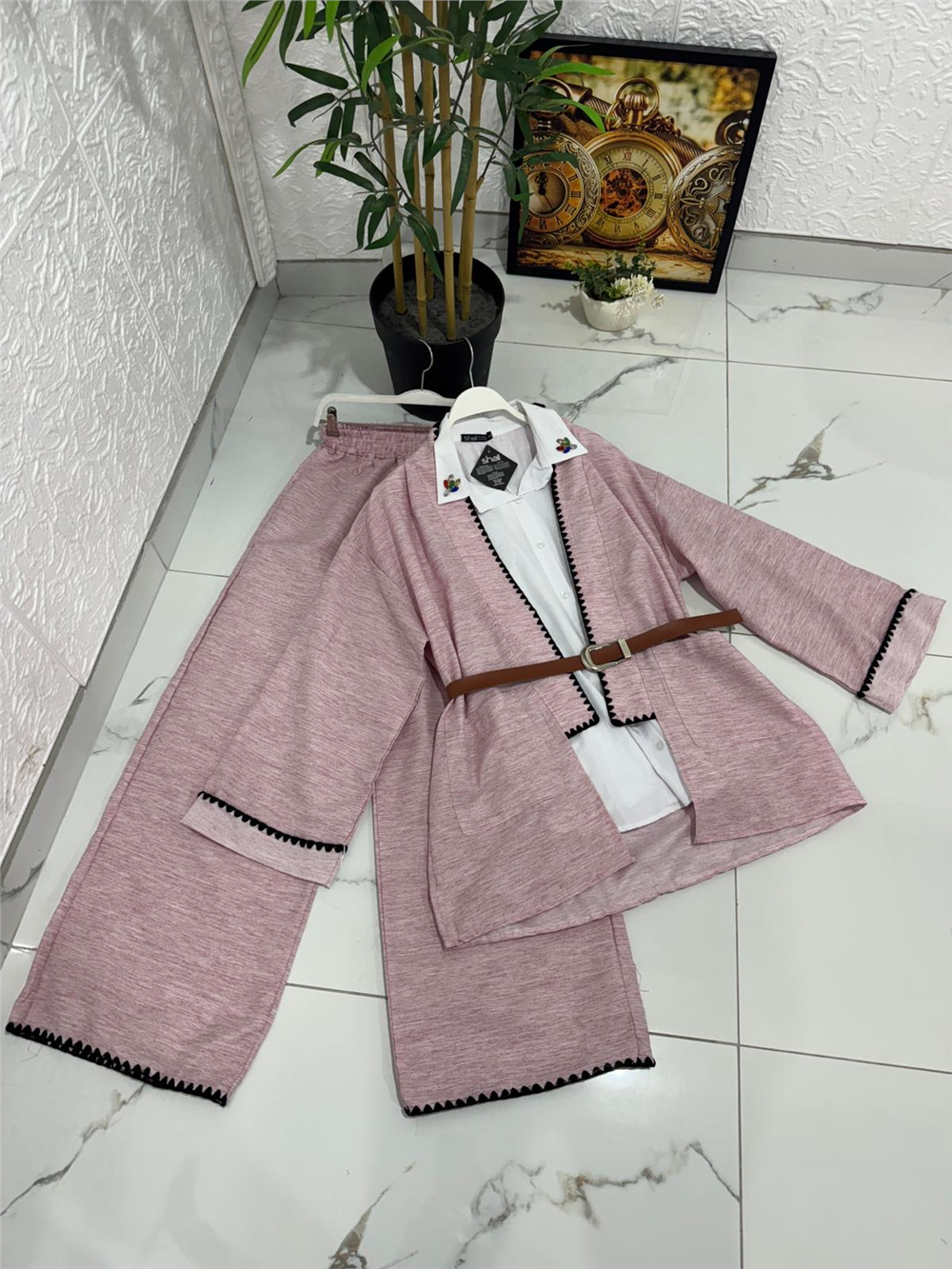 Kod 001 Keten Takım-Pembe - 2