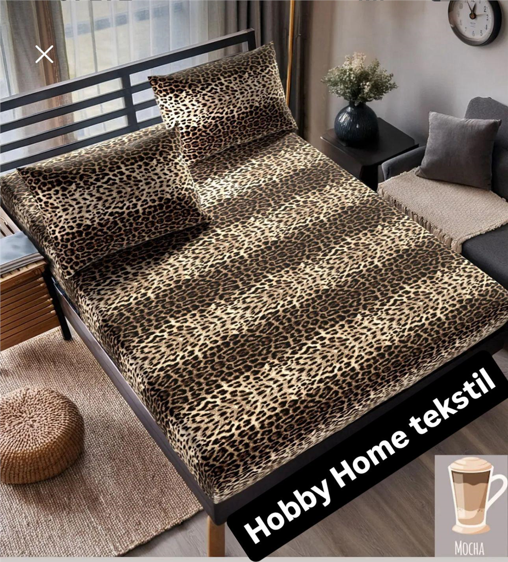 Lastik Kenarlı Battal Çarşaf Takımı-Leopar - 1