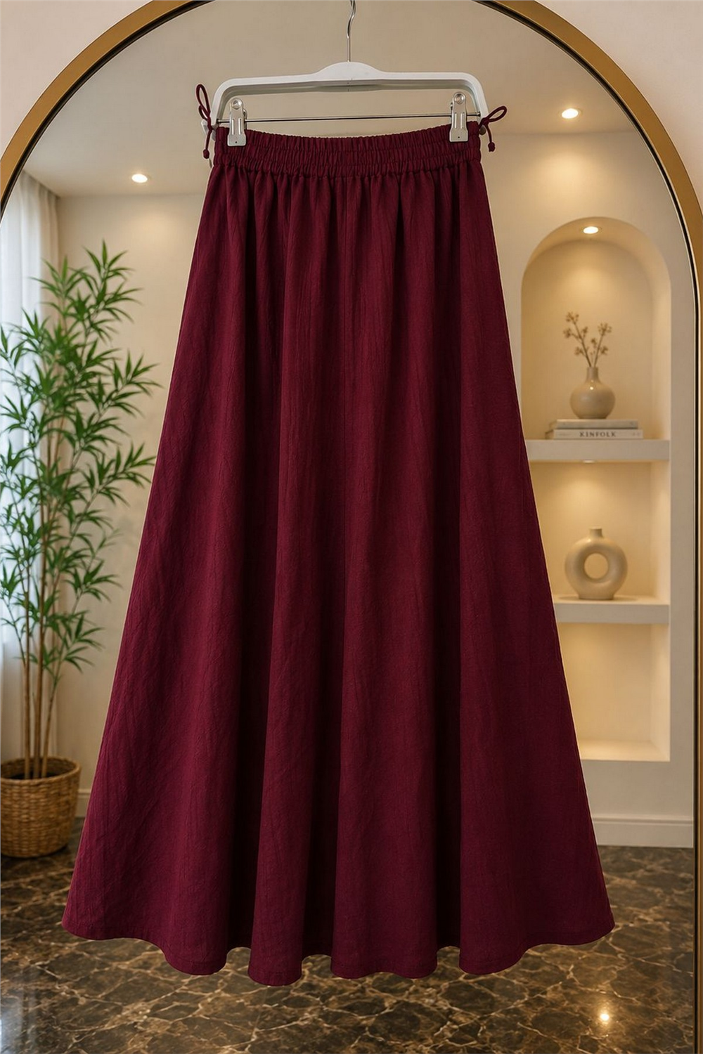 Lastikli Cepli Etek-Bordo - 1
