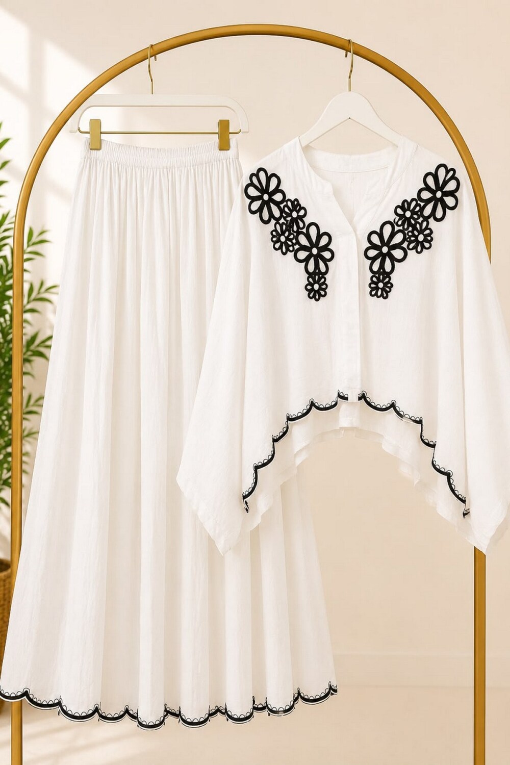Muslin Kumaş Takım-Beyaz - 1