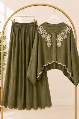 Muslin Kumaş Takım-Haki