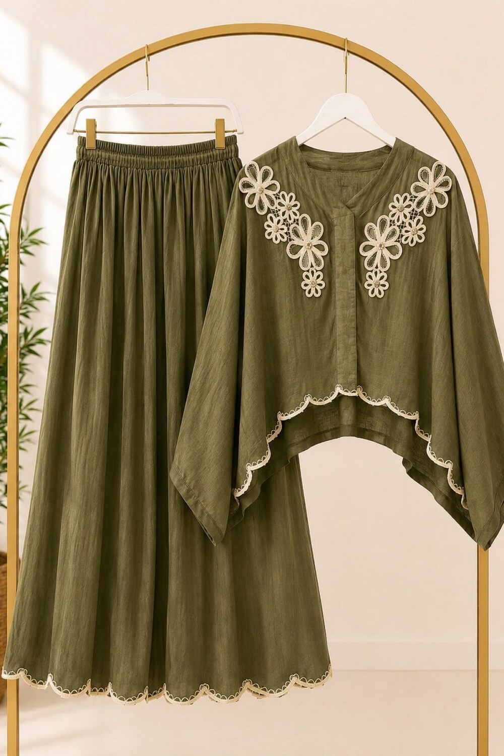Muslin Kumaş Takım-Haki - 1