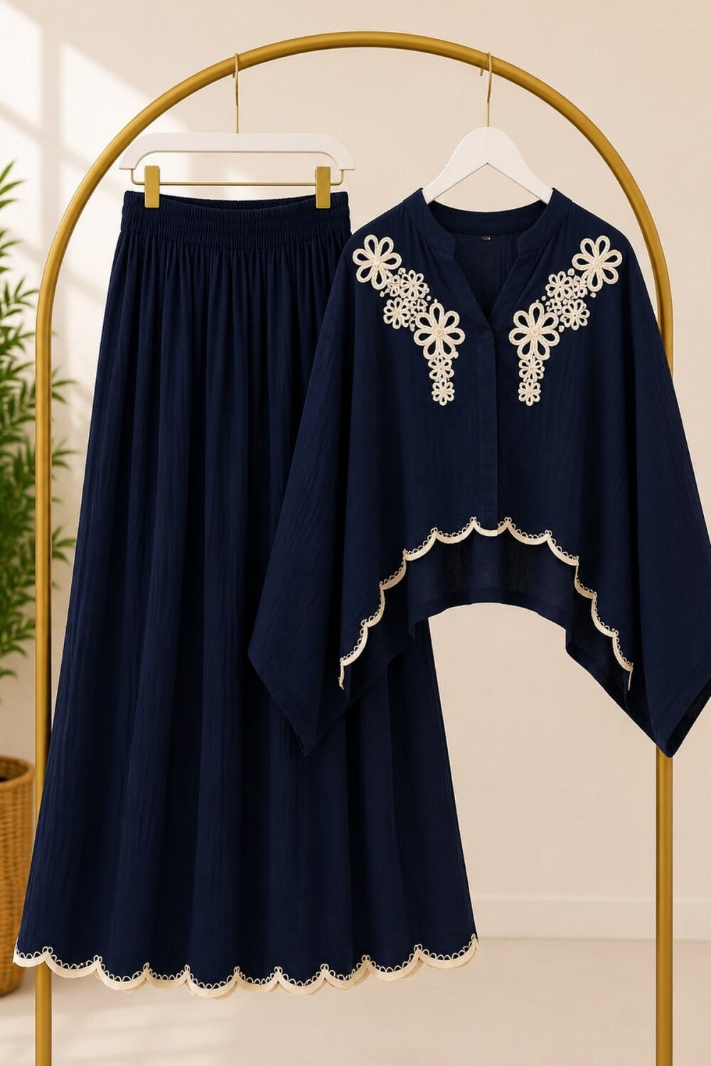 Muslin Kumaş Takım-Lacivert - 1