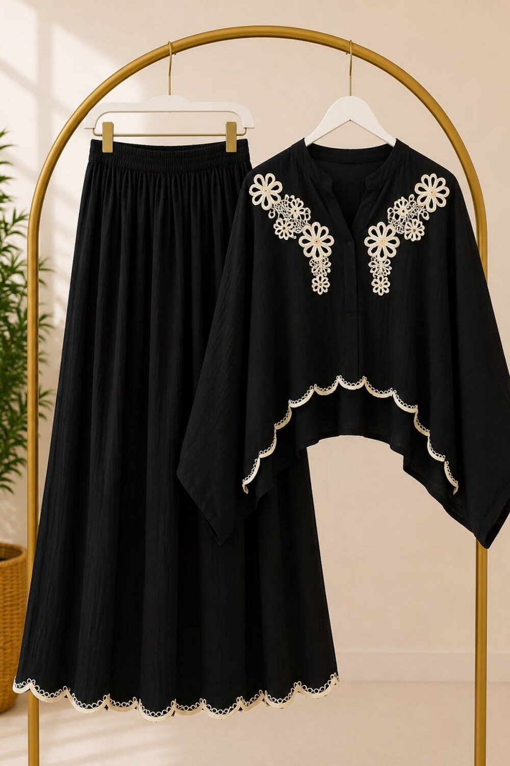 Muslin Kumaş Takım-Siyah - 1