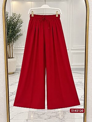Osso Kumaş Beli Lastikli Bol Paça Pantolon - Kırmızı 5145120
