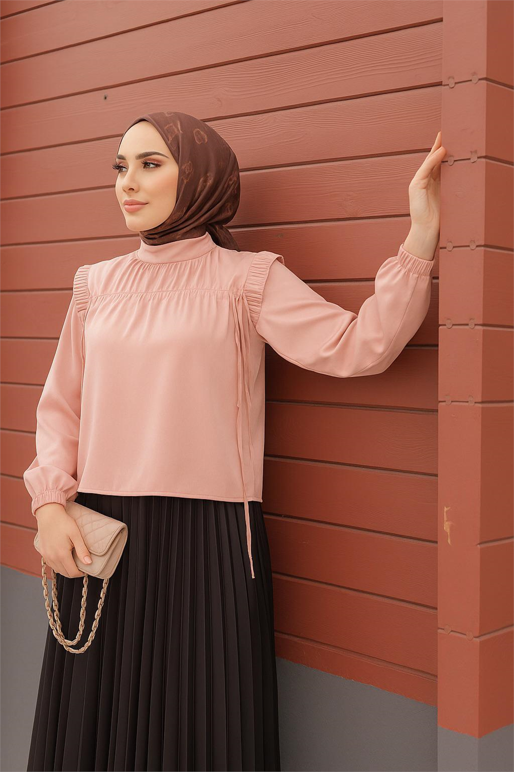 Saten Gömlek-Pembe - 1