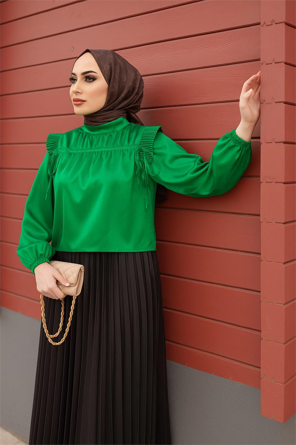 Saten Gömlek-Yeşil - 1