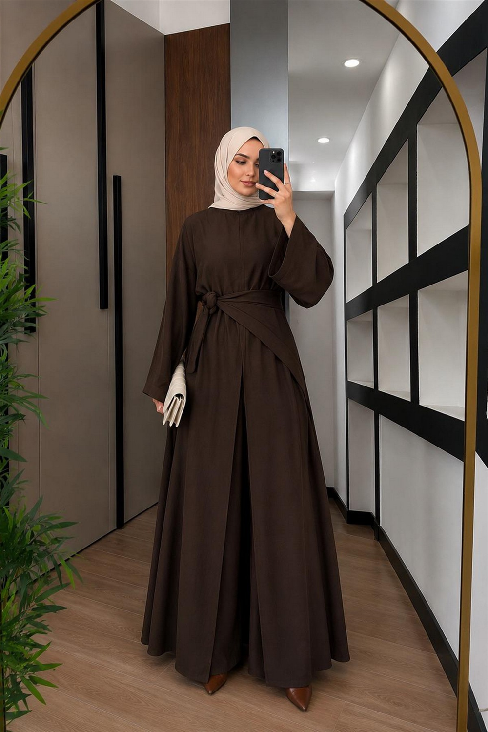 Takım 3 Parça Kumaş Lilium-Kahverengi - 1