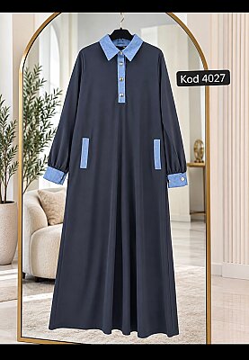 Tanseli Düğmeli Elbise - Lacivert 4027