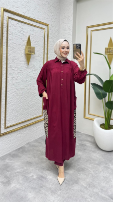 Viskon Takım Leopar Cepli-Bordo